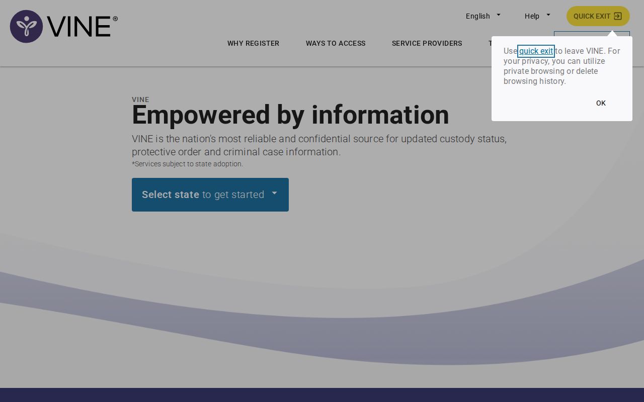 VINELink custody search interface
