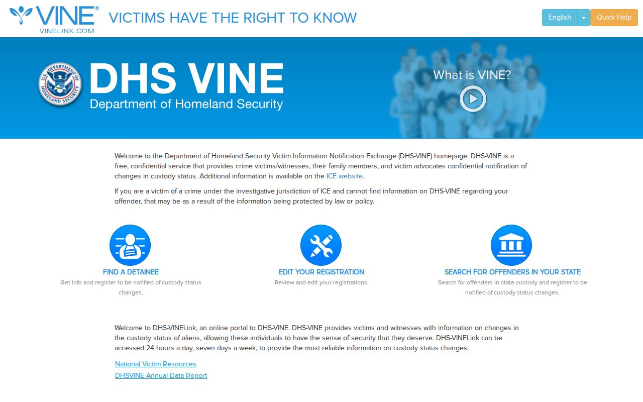 Federal DHS VINE custody search separate from Macoupin County arrests